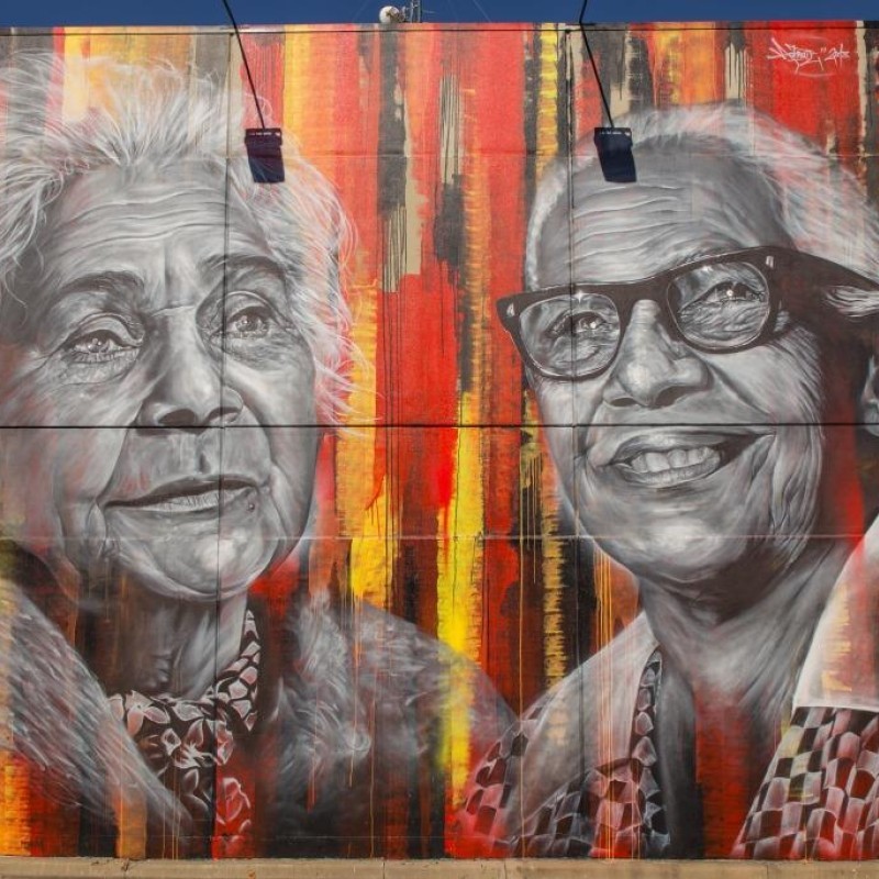 Aboriginal Street Art Project - Aunty Margaret Tucker (MBE) and Nanny Nora Charles Mural